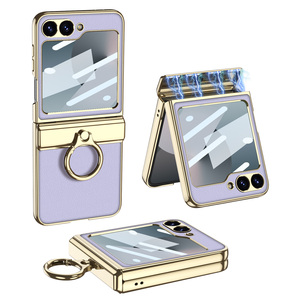 เคสพีซีบางเฉียบแบบแม่เหล็กสำหรับ <span class=keywords><strong>Z</strong></span> <span class=keywords><strong>Flip</strong></span> 5/6 พร้อมเคลือบผิวด้วยไฟฟ้า ดีไซน์ป้องกันการกระแทก พร้อมที่วางแหวน <span class=keywords><strong>NFC</strong></span> สีพื้น - Product Image 4