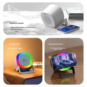 Nuevo RGB para Luz de Colores, Soporte de Teléfono Inalámbrico 4 en 1 con Carga, Altavoz y Base para Escritorio - Product Image 2
