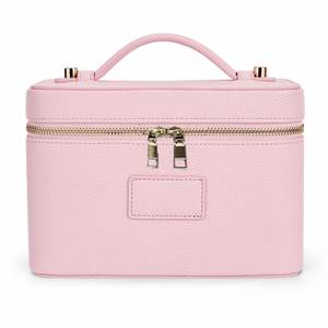 Custom PU Lychee-Patterned Hand-Held Cosmetic <b>Cases</b> Make up Organizer Large Capacity Zipper Cosmetic Storage Bag for Women - Product Image 2
