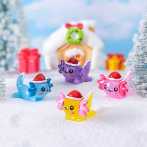 Cartoon Min Figurines Christmas Resin Multi Color Axolotl Fish Christmas Hat Hexagonal Dragon for Fish Tank Aquarium Decoration - Product Image 3
