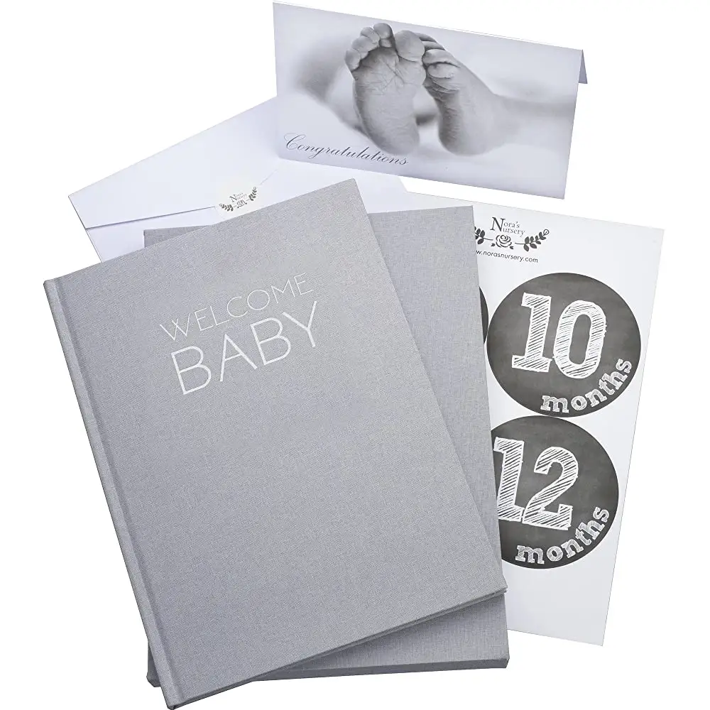 Fita de linho personalizada de alta qualidade, capa dura para livro de memória do bebê, diário de foto com logotipo personalizado, slip case