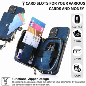 Borsa a Tracolla per Cellulare da Donna per iPhone 15 14 Pro Max 13 12 11, Custodia Portafoglio con Cerniera e Slot per Carte - Product Image 5