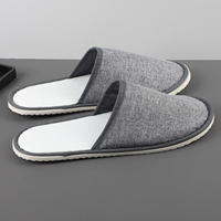 Chaussons d'hôtel jetables gris en lin respirant, chaussures pour maison d'hôtes, semelle EVA 6 mm, motif saule