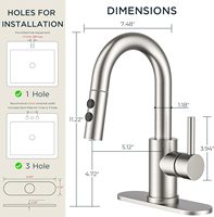 Robinet monocommande moderne en or brossé avec cartouche céramique, en acier inoxydable, à poser sur comptoir, monotrou, garantie 3 ans