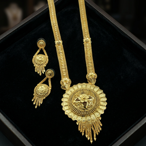 Wholesale Brass 14K/18K/24K Gold Plated Floral Design <b>Long</b> <b>Necklaces</b> & Earrings Set for Wedding - Product Image 2