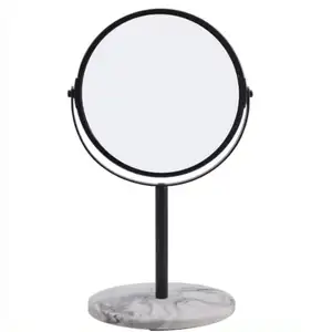 Fabbrica moderno tavolo in piedi specchio ingranditore Double face 1X 10X Logo personalizzato Vanity scrivania specchio con vassoio di marmo