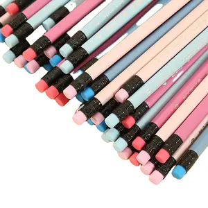 Eurolucky New Makaron Color Standard Pencils First Grade Custom Pencil Basswood Laser Engraving Wooden Pencils