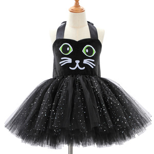 Disfraz de Halloween <span class=keywords><strong>para</strong></span> Niña Negra, Disfraz de Gato, Vestido de Bruja <span class=keywords><strong>con</strong></span> Diadema de Gato, Cola, Tul <span class=keywords><strong>para</strong></span> Fiesta, Actuación, Vestido de Gatita - Product Image 2