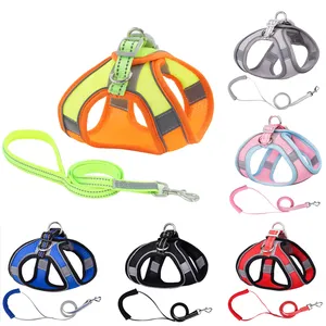Reflective Dog Harness With Leash Breathable Adjustable Nylon Pet Harness Accesorios For Chihuahua Small Large Dog Harness Vest