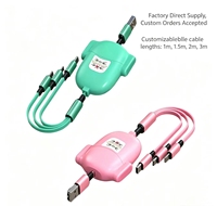 Kabel pengisi daya Multi ponsel, kabel pengisi daya Usb tipe-c dapat ditarik tiga dalam satu untuk Android IOS