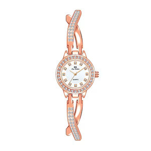Relojes de moda para mujer, relojes de oro rosa con diamantes completos, relojes de cuarzo de joyería de cristal de gama alta - Product Image 2