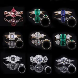 Starsgem Custom 14K 18k gioielli in oro bianco moissanite lab grown diamond anelli di fidanzamento con halos