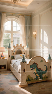 Lit de dinosaure château de garçon Design personnalisé Villa chambre de garçon personnalisé enfants chambre d'enfants créative conçue par un designer - Product Image 3