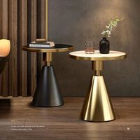 Table d'appoint ronde moderne de style italien Table basse en fer doré et ardoise pour le salon, meubles de maison