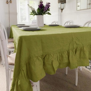 Customizable Size <b>Linen</b> <b>Table</b> <b>Cloth</b> for Hotel Dining Room Restaurant Natural Ruffle <b>Linen</b> Tablecloth Flounce Home Wholesale - Product Image 1