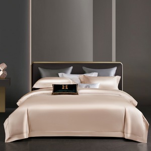 High-end 140-count Egyptian Cotton Bedding Set Solid <b>Color</b> Luxury Hotel Style 1.8m Bed Four Seasons Breathable Pure Cotton - Product Image 1