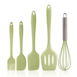 Nouveaux produits 5 pièces ustensiles de cuisine en silicone cuisine prix bon marché ensemble de spatules de cuisson