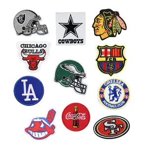 Oem fashionable luxury patches embroidered logo patches for soccer team clothes