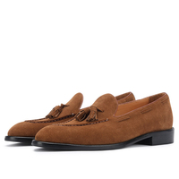 Mocassins pour hommes à pampilles, style britannique décontracté, chaussures à enfiler en cuir de vachette véritable de qualité supérieure, polyvalents et élégants