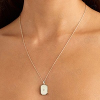 Gemnel Collier chaîne de mode en argent sterling 925 bijoux pièce rectangulaire médaillon de lotus collier médaillon photo