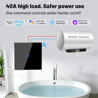 SIXWGH 40A Interruptor de Pared Táctil Inteligente WiFi Tuya, Interruptor Individual para Calentador de Agua/Boiler, Control Remoto con Temporizador para Alexa y Google Smart Life