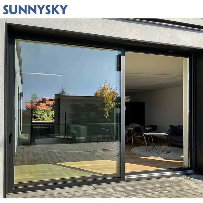 Sunnysky không thấm nước thương mại bên ngoài ban công trượt Windproof Patio nhôm phía trước đôi nhà biệt thự nhôm nhập cửa