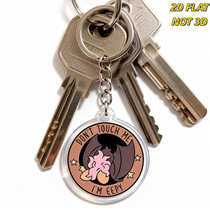 Porte-clés Don't Touch Me, I'<span class=keywords><strong>m</strong></span> Eepy Bat, pendentif en acrylique créature endormie mignonne, design transparent durable avec anneau <span class=keywords><strong>m</strong></span>étallique - Product Image 4
