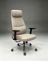 Chaise de conférence exécutive ergonomique moderne à dossier haut pivotant en cuir véritable avec hauteur réglable et structure en fer