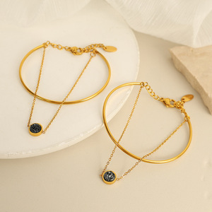 Pulsera de cadena para mujer, aleación de zinc, engaste con bisel, joyería de regalo, tono plateado y dorado - Product Image 2