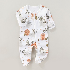 Combinaisons pour bébé 100% coton à boutons <span class=keywords><strong>avec</strong></span> imprimé animal mignon, douces, respirantes, unisexes, pour bébés de 0 à 1 an - Product Image 3
