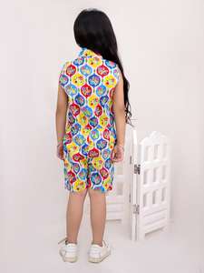 Girls Printed Cotton Kurta Kurti Knee-Length Casual <b>Summer</b> Dress Stretchable Regular Fit India Pakistan Style - Product Image 3