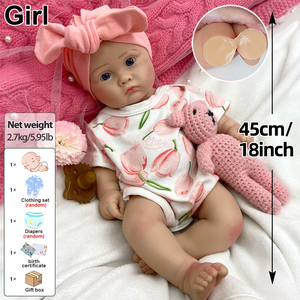 Muñeca Reborn de 18 Pulgadas con Ojos Abiertos, Anatómicamente Correcta, Niña, Silicona Completa, <span class=keywords><strong>Piel</strong></span> Suave, para Entrenamiento Parental y Recuerdo Conmemorativo - Product Image 4