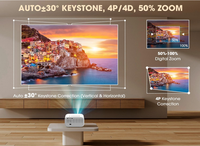 Projecteur officiel NTV 4K Android 13 1080P Mini projecteurs natifs Mise au point automatique Keystone Portable Home Beamer WiFi BT Smart TV