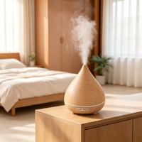 Diffuseur d'huiles essentielles ultrasonique d'intérieur, texture bois, veilleuse LED, humidificateur parfumé pour usage résidentiel