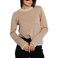 Automne fileté col rond tricoté femmes pull Style européen américain rayé tricoté pull dame pull