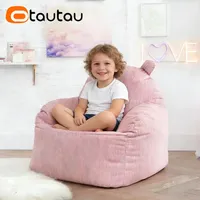 OTAUTAU Housse de pouf d'angle moderne inclinable en velours côtelé de coton pour enfants SF521 sans rembourrage