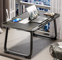 Table d'ordinateur portable pliable et convertible en métal et bois, réglable, portable, support de lecture, bureau d'ordinateur, avec housse amovible