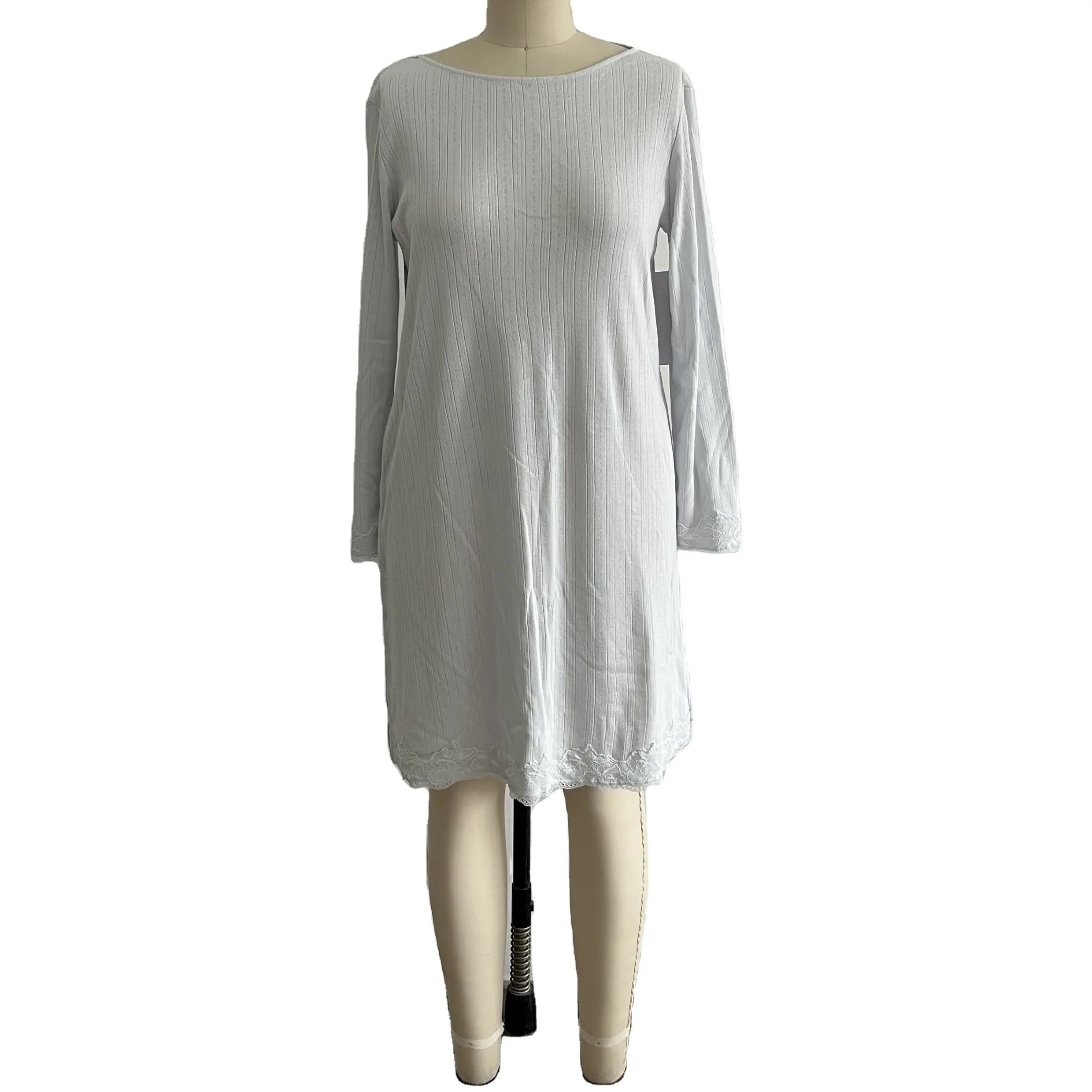 Custom Elegant Solid Color V-collar Pajamas Sexy Nightgown Sleepwear Ladies Cotton Nightdress Girl Night Dress For Women