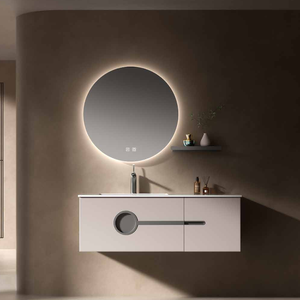 <span class=keywords><strong>GODI</strong></span>, mueble de tocador de baño flotante moderno personalizado de 42 pulgadas, tocador de Hotel colgante de pared inteligente, acabado de laca, madera contrachapada impermeable - Product Image 3