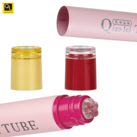 Tube cosmétique applicateur de baume à lèvres en PE de 19 mm en forme de fleur, couleur personnalisable, logo personnalisé, sérigraphie, marquage à chaud, rose mat