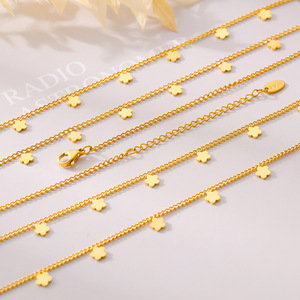 Hot Sell 18K Gold-Plated Stainless Steel <b>Statement</b> <b>Necklace</b> with Floral Pendant | Fashionable Collarbone Chain - Product Image 3