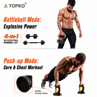 Ensemble d'haltères réglables TOPKO 4-en-1, 10-40 kg, haltères multifonctions pour la salle de sport à domicile