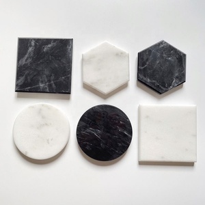 Sous-verres en marbre naturel noir, blanc et gris, durables, de luxe, pour table basse, hôtel, boissons, résistants à la chaleur, sérigraphiés, cadeau - Product Image 3