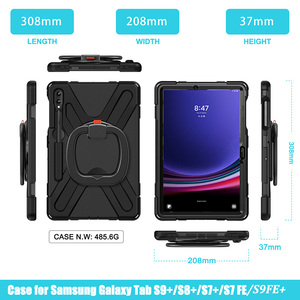 ซิลิโคนกันกระแทกกรณีแท็บเล็ตสําหรับ<span class=keywords><strong>Samsung</strong></span> <span class=keywords><strong>Galaxy</strong></span> <span class=keywords><strong>Tab</strong></span> S9 Plus S9 <span class=keywords><strong>FE</strong></span> Plus S8 Plusหมุนพับจับขาตั้งสายคล้องไหล่ - Product Image 6