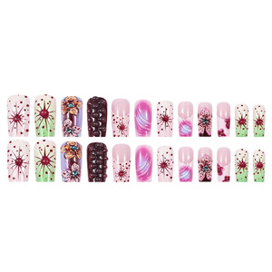 Faux ongles détachables 3D en relief, motifs floraux colorés, style européen et américain, pré-conçus, style Ins, pour nail art transfrontalier - Product Image 5