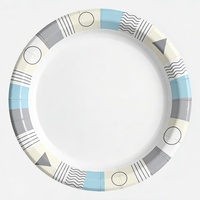 Assiettes en papier jetables écologiques compostables et micro-ondables de style nordique, imprimées sur mesure, en gros, de 6, 7, 8, 9, 10, 12 et 14 pouces