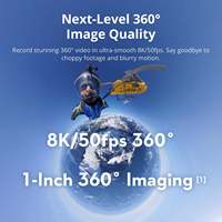 Caméra d'action Osmo 360 Standard Combo 4K CMOS, kit photo et vidéo 360 avec carte MicroSD et câble USB C pour vlog de voyage