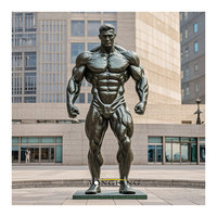 Statue de musculation géante en bronze, sculpture d'homme fort, œuvre d'art, sculpture de corps masculin en métal