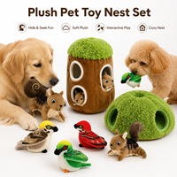 Collection de jouets en peluche pour chien « Hide and Seek » avec mini-oiseaux et animaux qui couinent pour l'entraînement en intérieur et les jeux à la maison