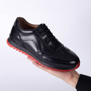 Men Genuine Leather <b>Round</b> Toe Lace-up Casual Shoes With <b>Cushioned</b> EVA Midsole Rubber Outsole All Seasons - Product Image 3